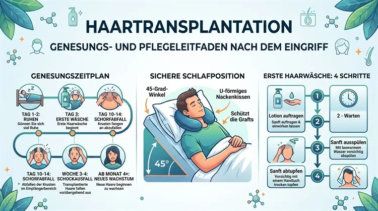 Leitfaden für die erste Haarwäsche und die Ablösung der Krusten nach einer Haartransplantation